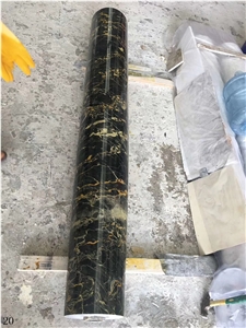 China Portoro Black Marble Roman Carved Column
