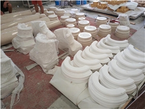 China White Marble Stone Column Capital Base Tops