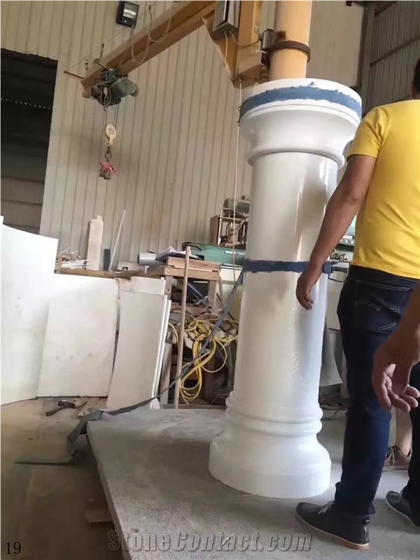 China White Marble Stone Column Capital Base Tops