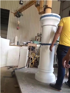 China White Marble Stone Column Capital Base Tops