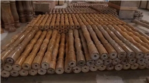 Cloudy Gold Marble Roman Column Top Pillars