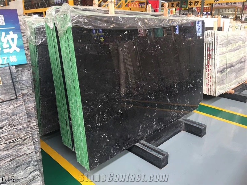 Cresta Black Marble Slab in China Stone Market