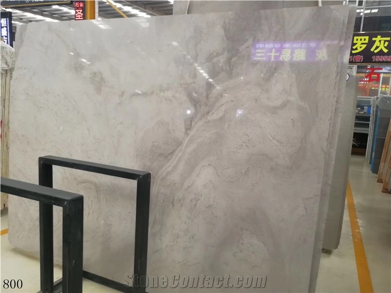 Cupid Grey Marble Slab Spray Wave