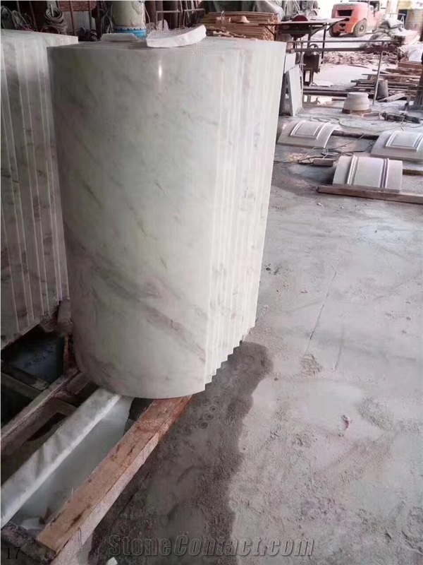 Galala a Beige Marble Column Pillars Pedestal