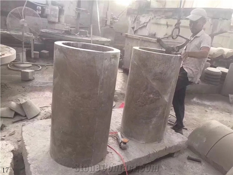 Galala a Beige Marble Column Pillars Pedestal