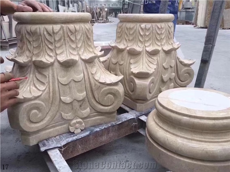 Galala a Beige Marble Column Pillars Pedestal