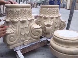Galala a Beige Marble Column Pillars Pedestal