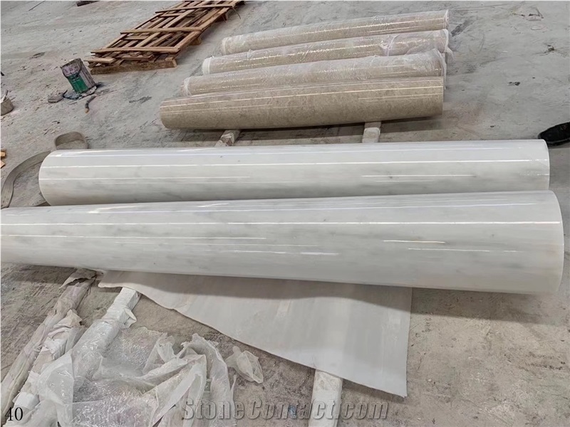 Guangxi White Marble Stone Column Capital Pilaster