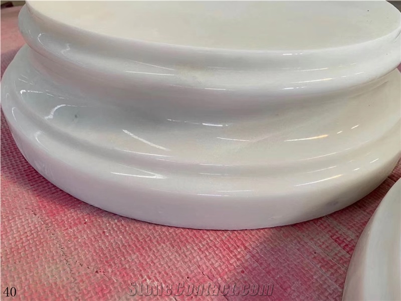 Guangxi White Marble Stone Column Capital Pilaster