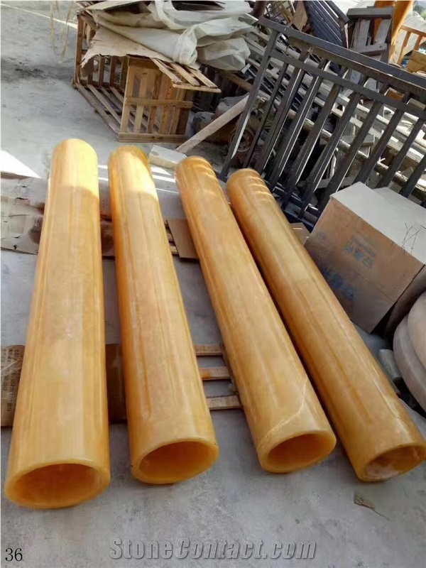 Honey Yellow Onyxn Staircase Balustrade Handrail