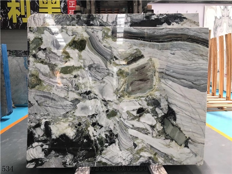 White Beauty Marble Ice Jade Green Polished Slab For Project
