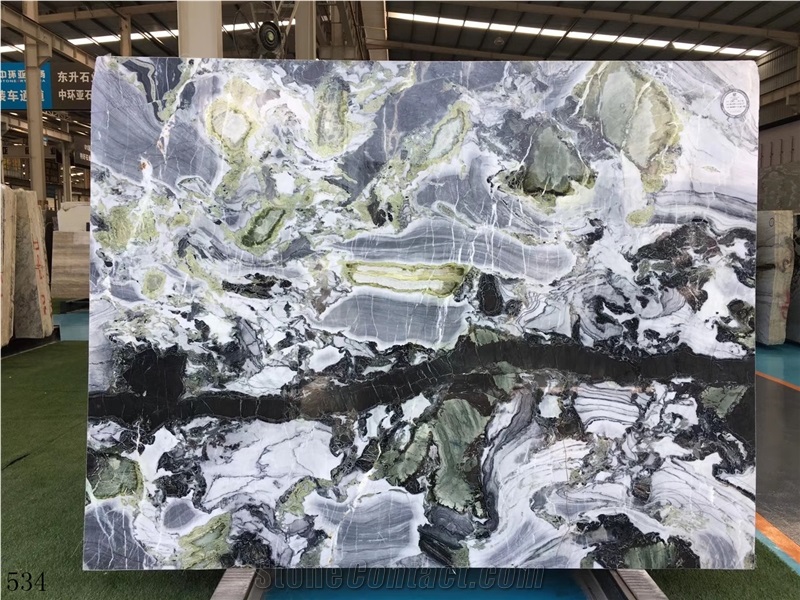 White Beauty Marble Ice Jade Green Polished Slab For Project
