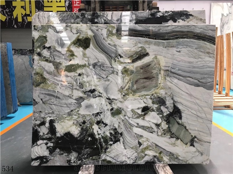 White Beauty Marble Ice Jade Green Polished Slab For Project