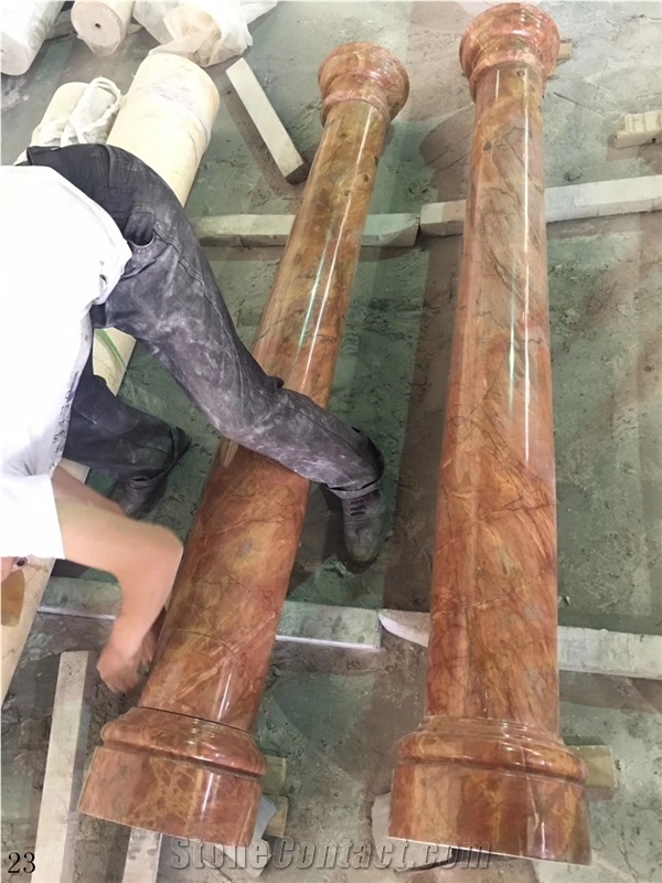 Idasar Brown Marble Roman Hollow Colunm Pillar