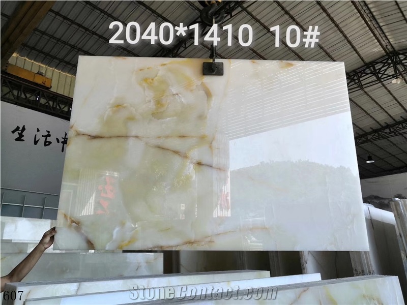 Iran White Snow Onyx Persian Jade Onix Slab Tile