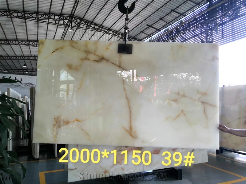 Iran White Snow Onyx Persian Jade Onix Slab Tile