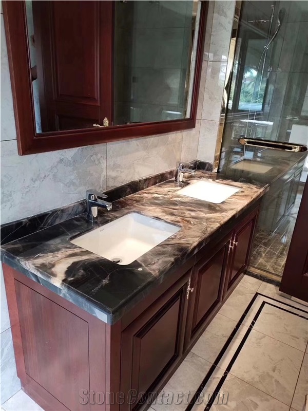 Louis Gray Agate Marble Sideboard Cabinet Top