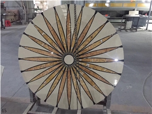 Natural Marble Round Tile Floor Waterjet Medallion