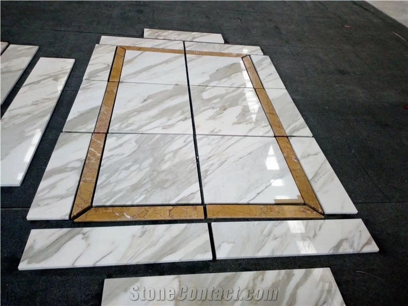 Natural Marble Round Tile Floor Waterjet Medallion