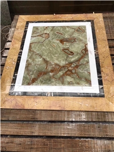 Natural Marble Round Tile Floor Waterjet Medallion