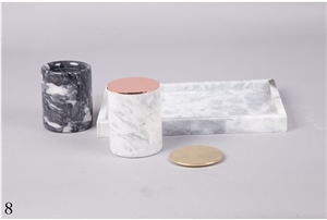 Natural Stone White Black Marble Candle Holder