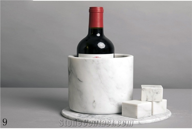 Natural Stone White Marble Red Wine Bucket Rack