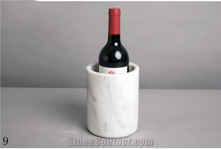 Natural Stone White Marble Red Wine Bucket Rack