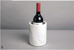 Natural Stone White Marble Red Wine Bucket Rack