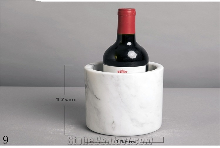 Natural Stone White Marble Red Wine Bucket Rack