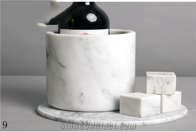 Natural Stone White Marble Red Wine Bucket Rack