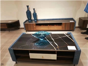Noir Aziza Black Marble Desk Top Stone Table