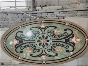 Onice Verde Persiano Round Waterjet Medallion
