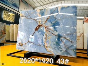 Pakistan Blue Onyx Aqua Gold Onix Slab in China