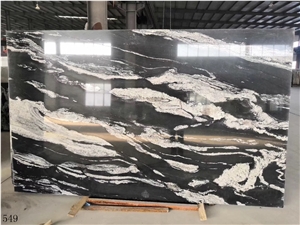 Space Black Cosmic Granite Slab Walling Tile Use