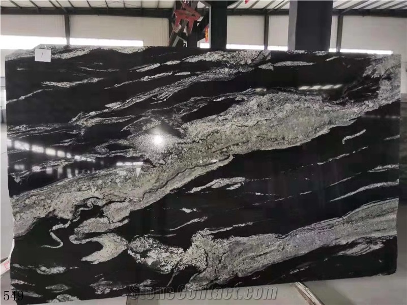 Space Black Cosmic Granite Slab Walling Tile Use