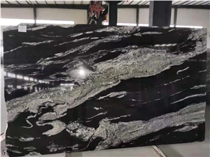 Space Black Cosmic Granite Slab Walling Tile Use
