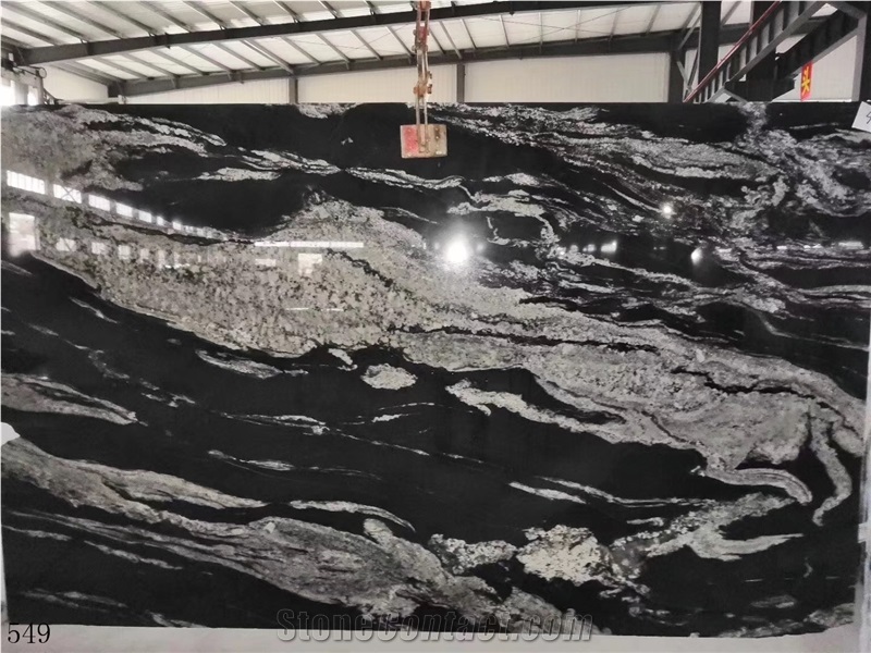 Space Black Cosmic Granite Slab Walling Tile Use