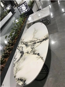 Stone Landscape White Marble Table Top Bar Desk