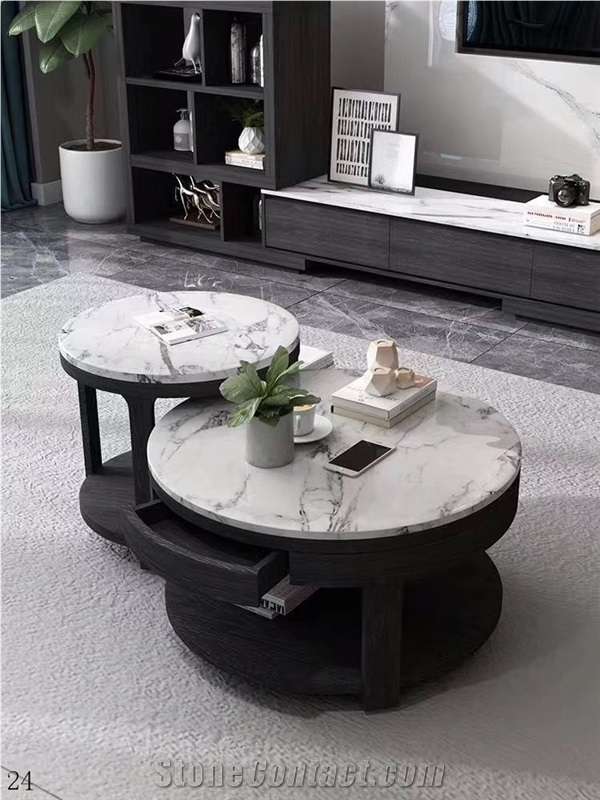 Stone Landscape White Marble Table Top Bar Desk
