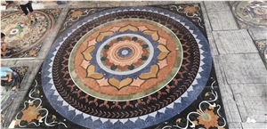 Stone Marble Tile Floor Round Waterjet Medallions