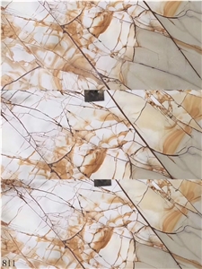 Teak Wood Marble Picasso Gold Yellow Stone Slab