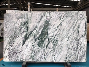 Violet Green White Marble Slab Wall Installation Violet Green White Marble Slab Wall Installation
