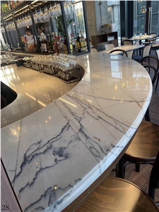 White Marble Kitchen Bar Top Worktop Desk Tops