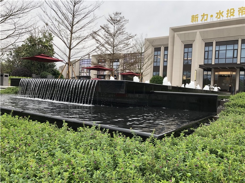 China Black Mongolia Black Basalt Slabs Polished