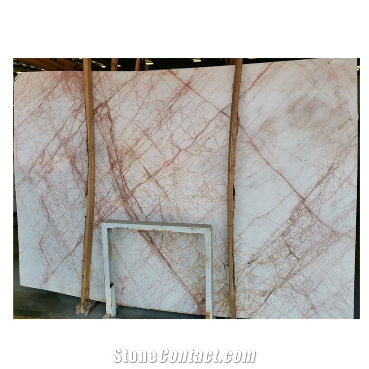 Cheaper Price Red Line White Marble for Flooring