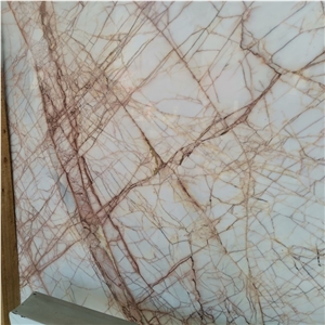 Cheaper Price Red Line White Marble for Flooring
