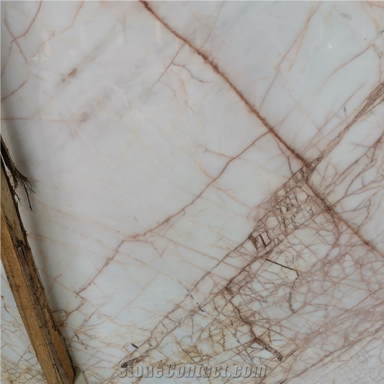 Cheaper Price Red Line White Marble for Flooring