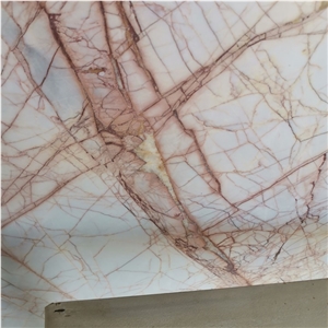 Cheaper Price Red Line White Marble for Flooring