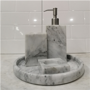 Lower Price White Marble Stone Bathroom Set
