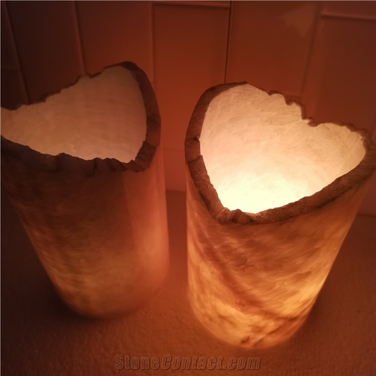 Natural Onyx Candle Lamp Tubes for Indoor Decor